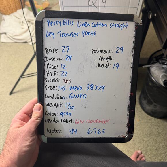 Perry Ellis Linen Cotton Straight Leg Trouser Pants US Mens 38x29 - Picture 5 of 5